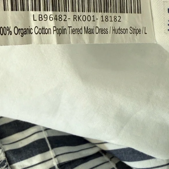 Quince 100% Organic Cotton Polin Tiered Maxi Dress / Hudson Stripe/L - Picture 11 of 11